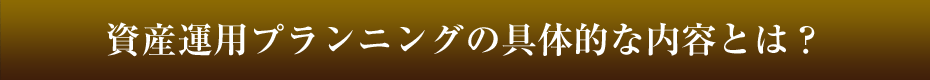 資産運用プランニングの具体的な内容とは？